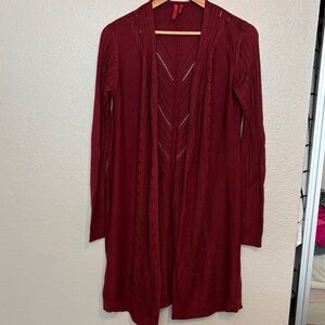 Elegant Burgundy Open-Front Cardigan